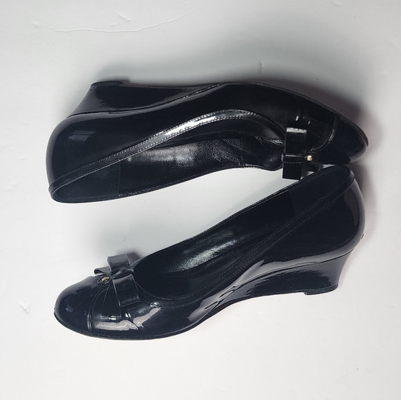Vintage Fendi Wedge Heels Womems Size 7 Black patent leather - Picture 3 of 11